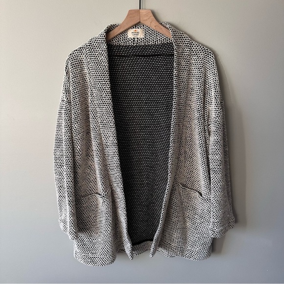 Marine Layer Sweaters - Marine Layers Women’s Open Knit Cardigan Sweater White Black Size M Hip Duster